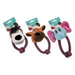 Dog Plush Toy with Rope 21cm, assorted